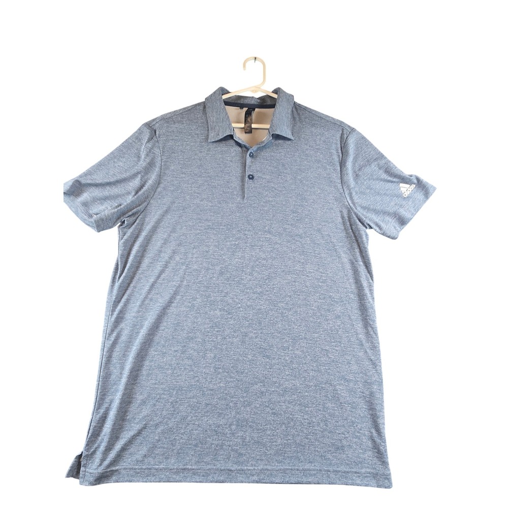 Adidas HEAT.RDY‎ Mens Polo Shirt Blue Heather Performance Golf Top Size Medium